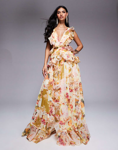 Chiffon floral Maxi dress